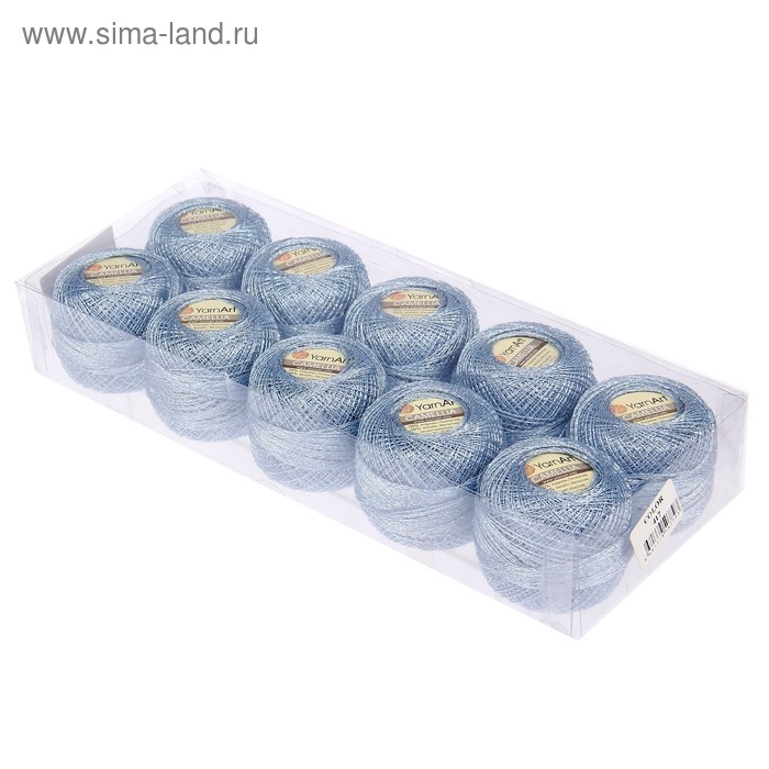 Пряжа "Camelia" 70% полиэстер, 30% люрекс 190м/25&plusmn;5гр (417 голубой)