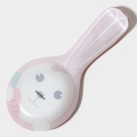 Подставка стеклянная под ложку Доляна &laquo;Зайка и морковка&raquo;, цвет розовый