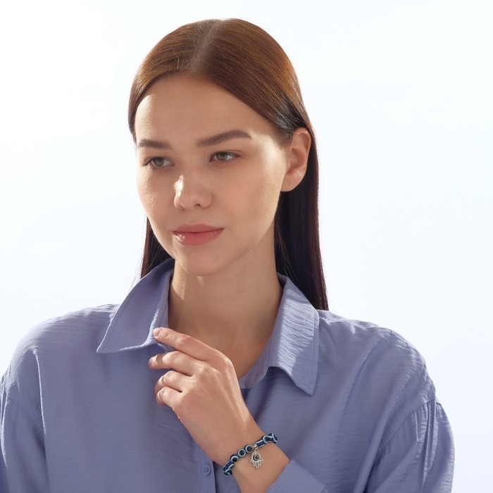 Браслет-оберег &laquo;Глазик&raquo; рука, цвет синий, d=7,5 см