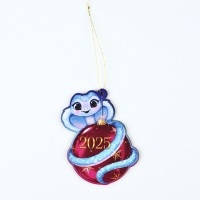 Ёлочная игрушка новогодняя &laquo;2025&raquo;, на Новый год, светится в темноте, дерево, 7,8 х 9,5 см