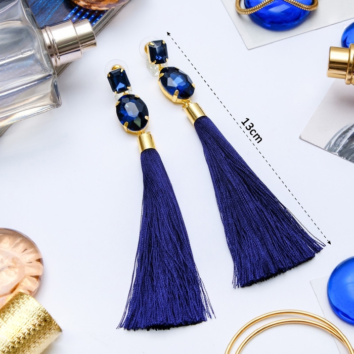 Серьги ассорти «Кисти» блеск вечера, две фигуры, цвет синий, L кисти 8 см Серьги ассорти «Кисти» блеск вечера, две фигуры, цвет синий, L кисти 8 см