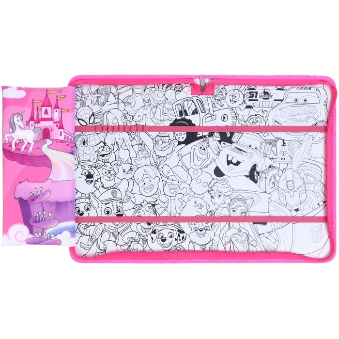 Папка для труда А4 с пеналом, на молнии, текстиль, Минни Маус и единорог Папка для труда А4 с пеналом, на молнии, текстиль, Минни Маус и единорог