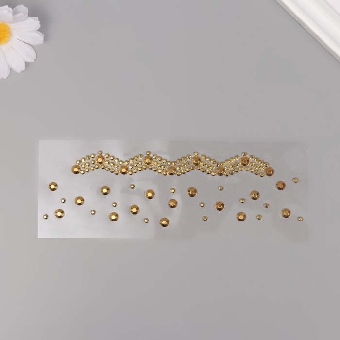 Наклейка пластик стразы Наклейка пластик стразы "Чокер Роскошь" золото 11,6х18 см