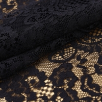 Кружевная эластичная ткань, 190 мм &times; 2,7 &plusmn; 0,5 м, цвет чёрный
