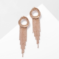 Серьги висячие &laquo;Круг&raquo; с цепочками, цвет золото