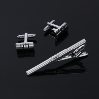 Набор мужской стальной &laquo;Запонки + Зажим для галстука&raquo; квартет, цвет серебро