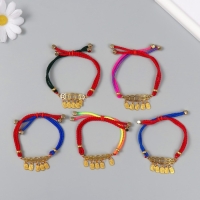 Браслет фен-шуй "Монетки и иероглифы" регулируемая длина Браслет фен-шуй "Монетки и иероглифы" регулируемая длина