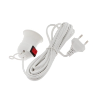 Светильник с выключателем, под лампу, Е27, провод 5 м, белый