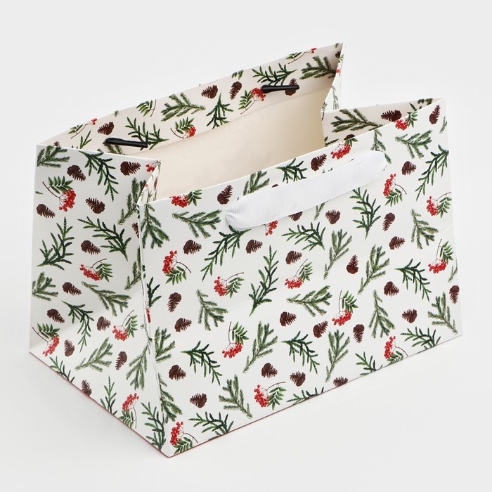 Пакет подарочный новогодний с широким дном &laquo;С Новым годом&raquo;, 20&times;14&times;13 см