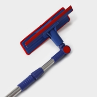 Щётка для окон Доляна, фиксатор, стальная телескопическая ручка, длина 55(83) см, водосгон силикон 18 см, насадка велюр 18&times;8 см