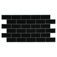 Панель ПВХ Блок чёрный, белый шов 962х484 мм Панель ПВХ Блок чёрный, белый шов 962х484 мм