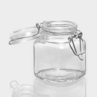 Банка стеклянная для хранения сыпучих продуктов Доляна &laquo;Квадрат&raquo;, 110 мл, 5,5&times;8 см, с бугельным замком