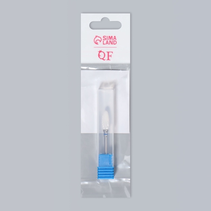 Фреза керамическая для маникюра &laquo;Кукуруза&raquo;, средняя нарезка, 6 &times; 15 мм, в пластиковом футляре, цвет белый