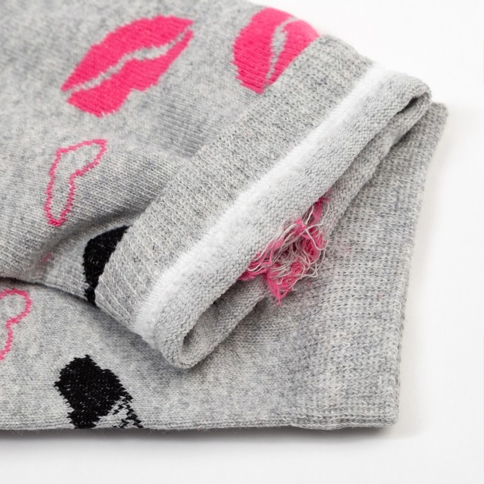 Носки женские MINAKU &laquo;Помады&raquo;, цвет серый, размер 38-39 (25 см)