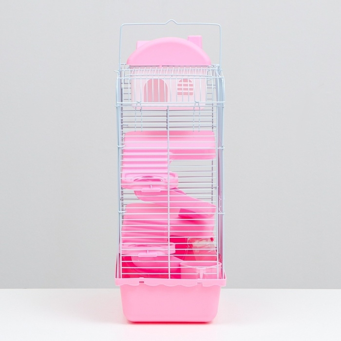 Клетка для мелких грызунов "Пижон", с наполнением, 23 х 17 х 40 см, розовая