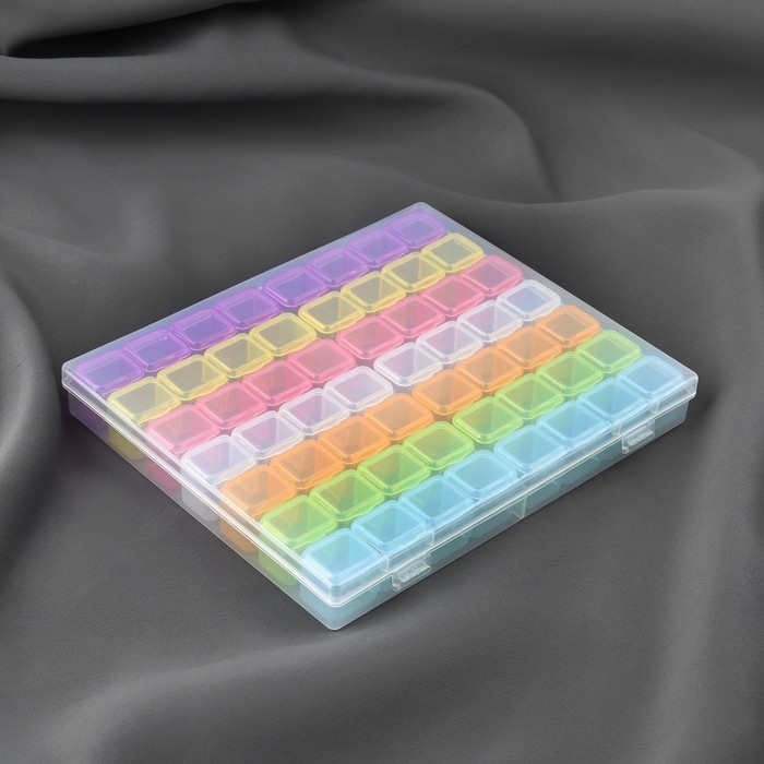 Набор органайзеров, 14 рядов по 4 ячейки, в контейнере, 21 &times; 17,7 &times; 2,6 см, цвет разноцветный