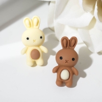 Серьги пластик &laquo;Зайка&raquo;, цвет бело-коричневый в серебре