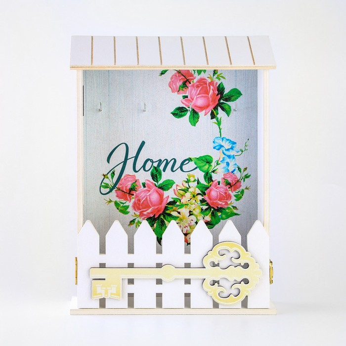 Ключница настенная &laquo;Home&raquo;, цветы, 22,5 х 30,5 х 5,7 см.