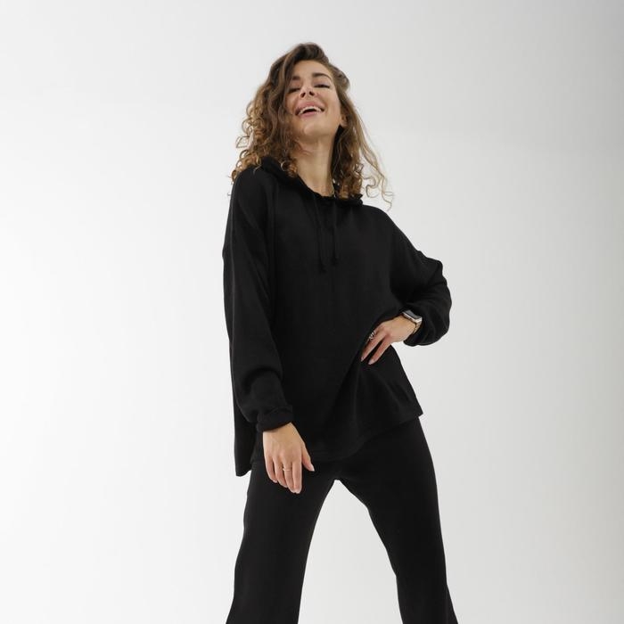 Костюм вязаный SL, с капюшоном, 42-44, чёрный Костюм вязаный SL, с капюшоном, 42-44, чёрный