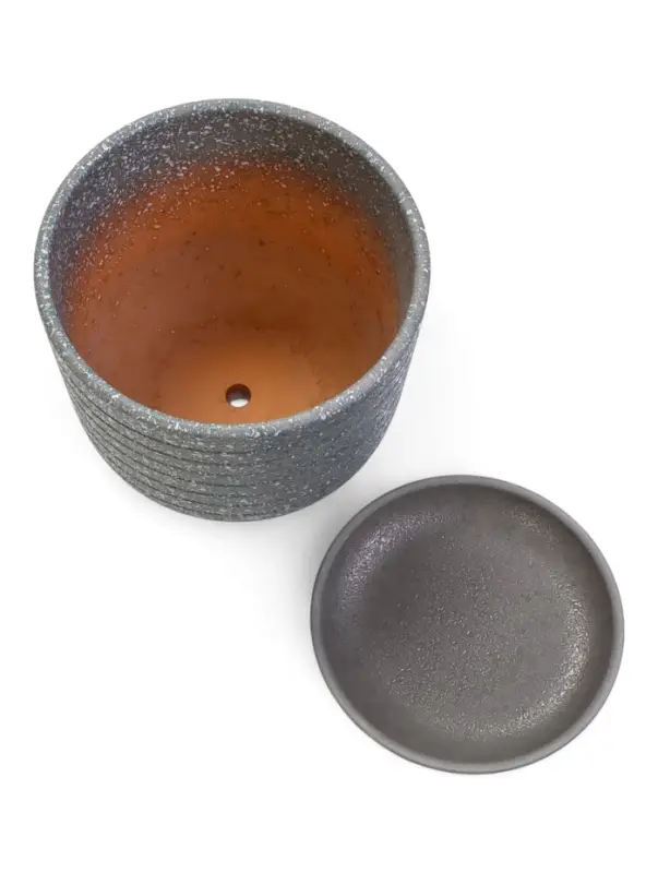 Горшок цветочный  с поддоном 2,9 л, серый керамика "Пряности" (М)