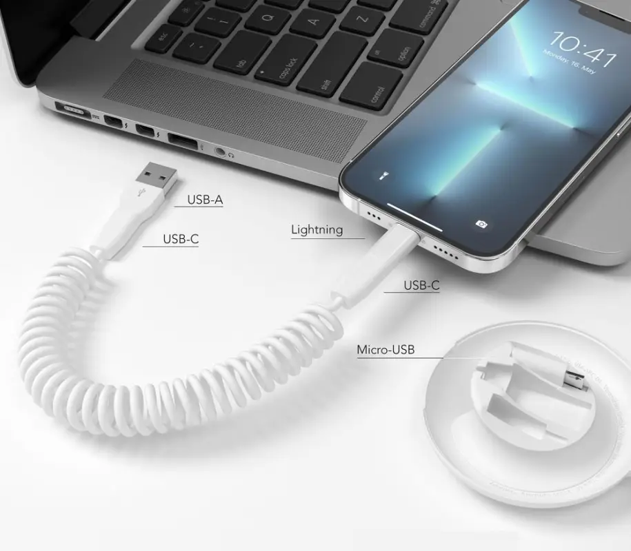 Кабель Vonmahlen Allroundo Eco для быстрой зарядки, белый