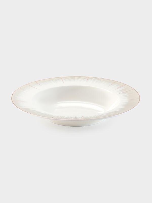 Тарелка глубокая WY Golden rays, d=22 см, фарфор, белая