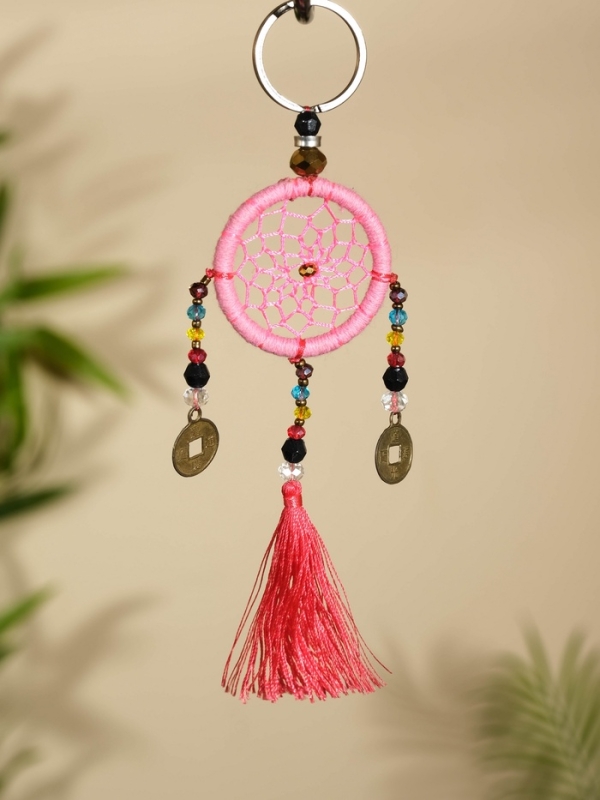 Брелок "Ловец снов" 4х15 см. розовый
