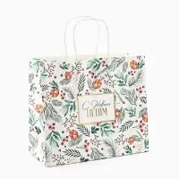 Пакет подарочный новогодний крафтовый &laquo;На лесной опушке&raquo;, 25 х 22 х 12 см