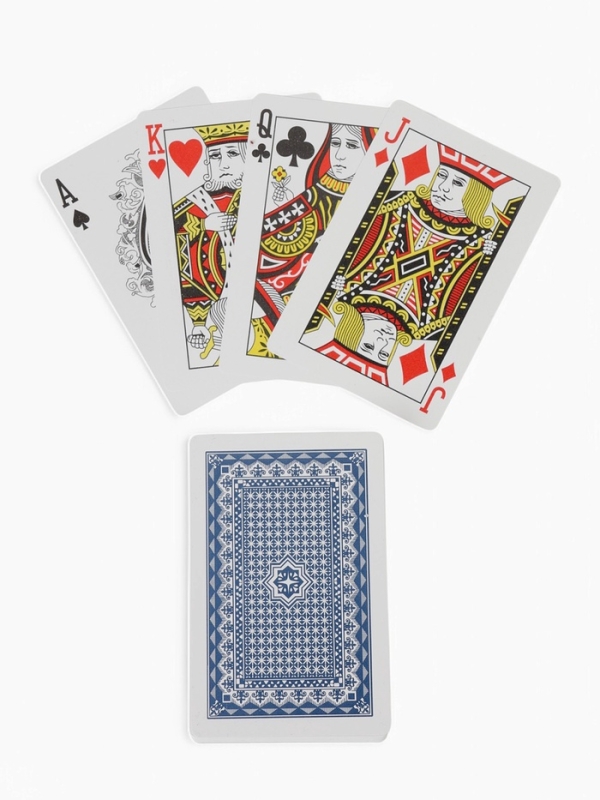 Карты игральные пластиковые 54 шт "Время игры", покер, 9,5 х 6,5 см, синяя рубашка