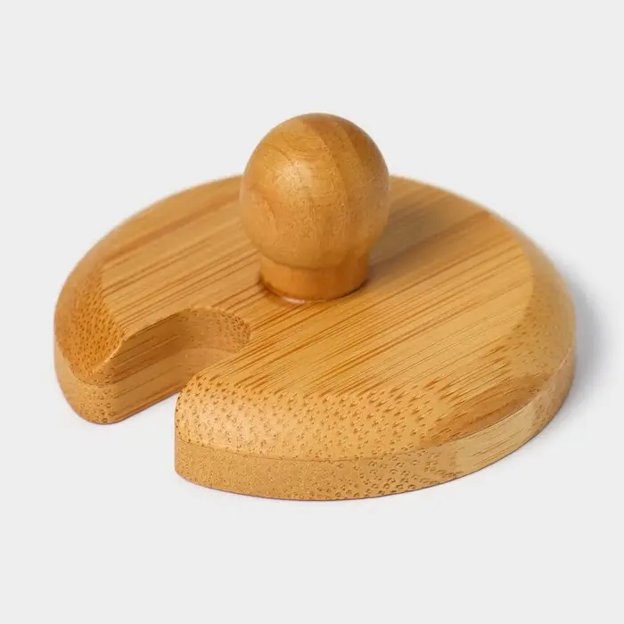 Крышка для ёмкостей Доляна, d=5.5 см, с ручкой, бамбук