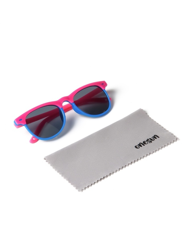 Очки солнцезащитные детские OneSun, 13.5 х 13 х 5 см, стекла темные, цвет малиново-синий Очки солнцезащитные детские OneSun, 13.5 х 13 х 5 см, стекла темные, цвет малиново-синий