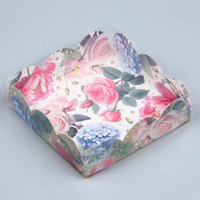 Коробка для печенья, кондитерская упаковка с пластиковой крышкой, &laquo;Для тебя&raquo;, 10.5 х 10.5 х 3 см