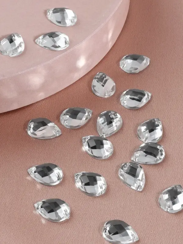 Стразы пришивные &laquo;Капля&raquo;, из органического стекла, 10&times;14 мм, 20 шт., белые