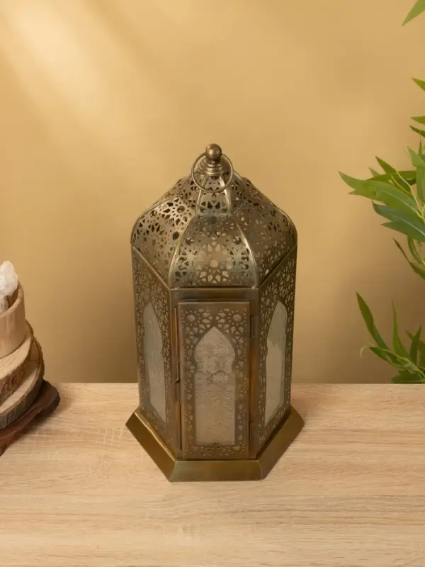 Подсвечник фонарь "Золотое кружево" железо 19,5х19,5х35,5 см