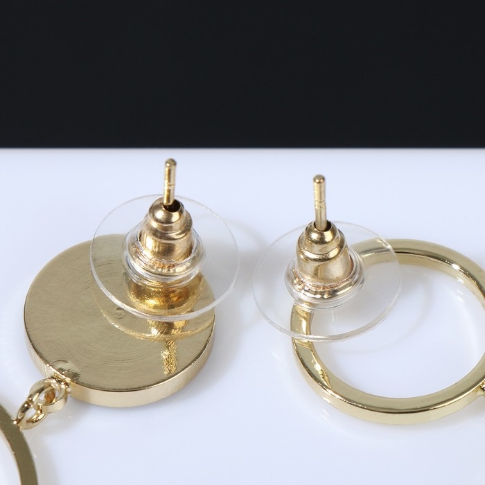 Серьги с перламутром &laquo;Волшебство&raquo; круг и кольцо, цвет белый в золоте