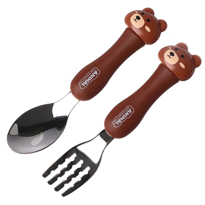 Набор детских столовых приборов в футляре &laquo;Медвежата&raquo;, вилка, ложка