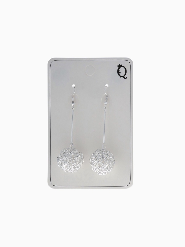 Серьги висячие &laquo;Шарик&raquo; переплетение, цвет серебро, 6,5 см