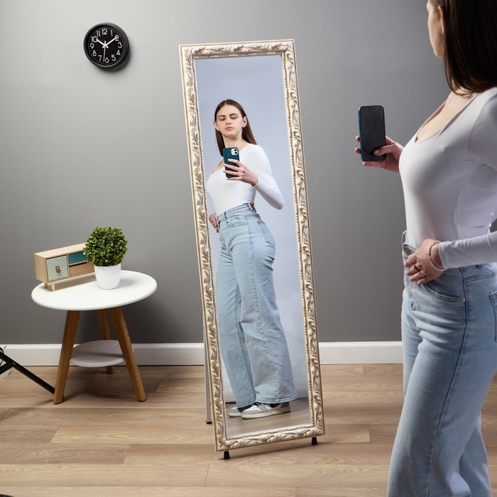 Зеркало напольное, в полный рост, 44 х 160см, слоновая кость Зеркало напольное, в полный рост, 44 х 160см, слоновая кость