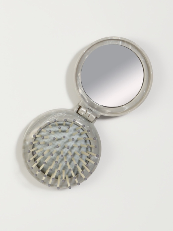 Расческа массажная складная круг МРАМОР d7/7,5*7*2,5см пластик серый пакет QF