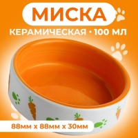 Миска керамическая с морковками 100 мл  8,8 х 8,8 х 3 см, белая/оранжевая