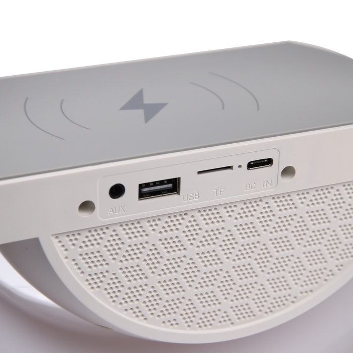 Портативная колонка- ночник BT2301, 5 Вт колонка, 10 W зарядка, 1200 мАч, подсветка, белая