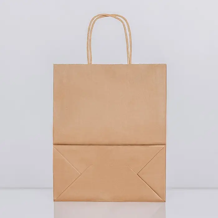 Пакет крафт без печати, круглая ручка, 27&times;21&times;11 см, 120 г
