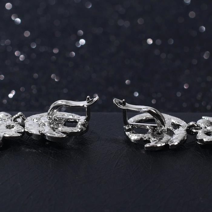 Серьги висячие со стразами «Вечерние» цветение, цвет белый в серебре, 10,5 см Серьги висячие со стразами «Вечерние» цветение, цвет белый в серебре, 10,5 см