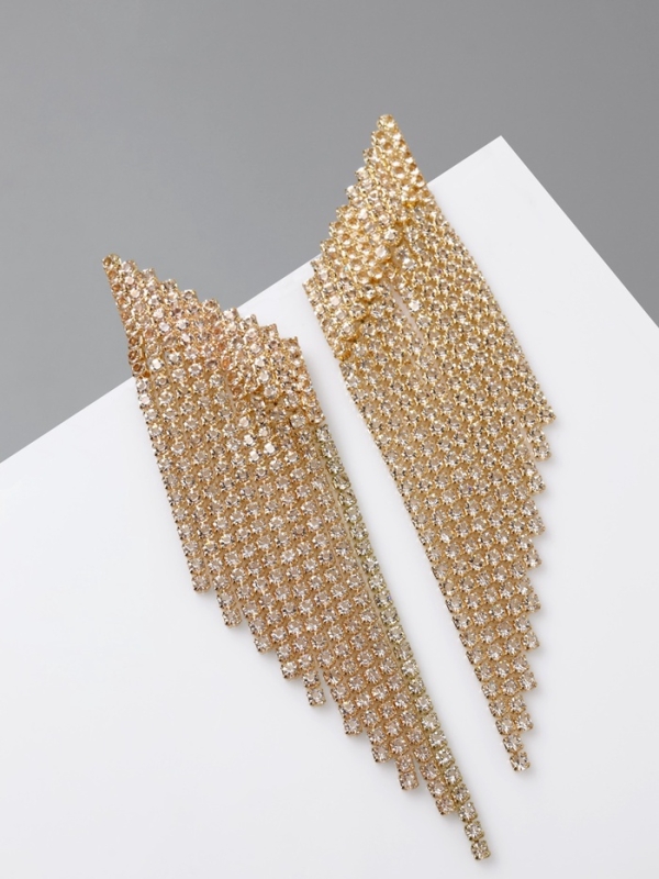 Серьги висячие со стразами &laquo;Вечное сияние&raquo; лесенка, цвет белый в золоте