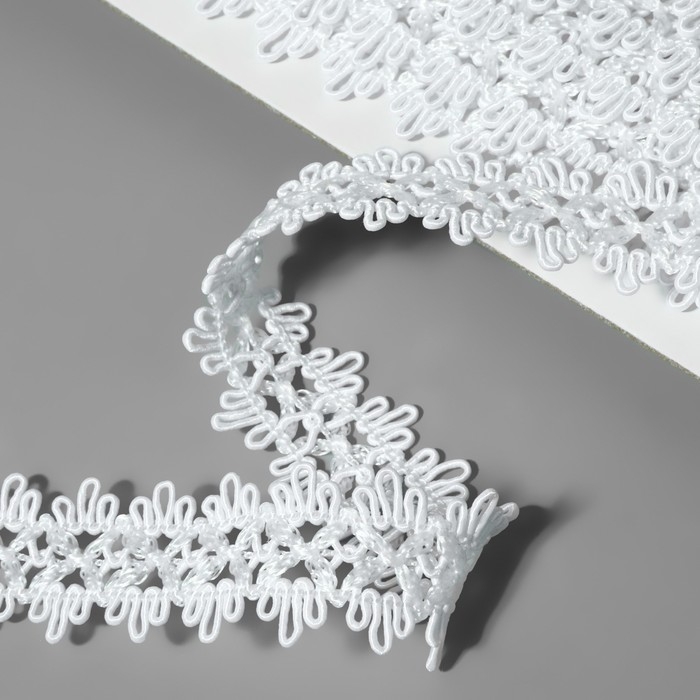 Тесьма декоративная, 20 мм, 10 &plusmn; 1 м, цвет белый