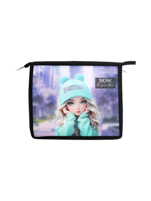 Папка для тетрадей А5, 243x200x80 мм, deVENTE "Paris Girl", молния сверху, пластиковая, для девочки