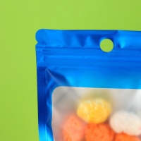 Пакет Зип-лок с окном, с еврослотом, синий, 12 х 18 см набор 20шт   10460409