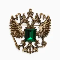 Брошь &laquo;Герб Российской Федерации&raquo;, цвет зелёный в чернёном золоте