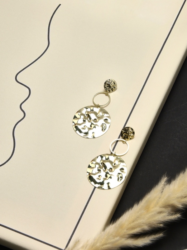 Серьги металл &laquo;Атмосфера&raquo; три диска, цвет золото