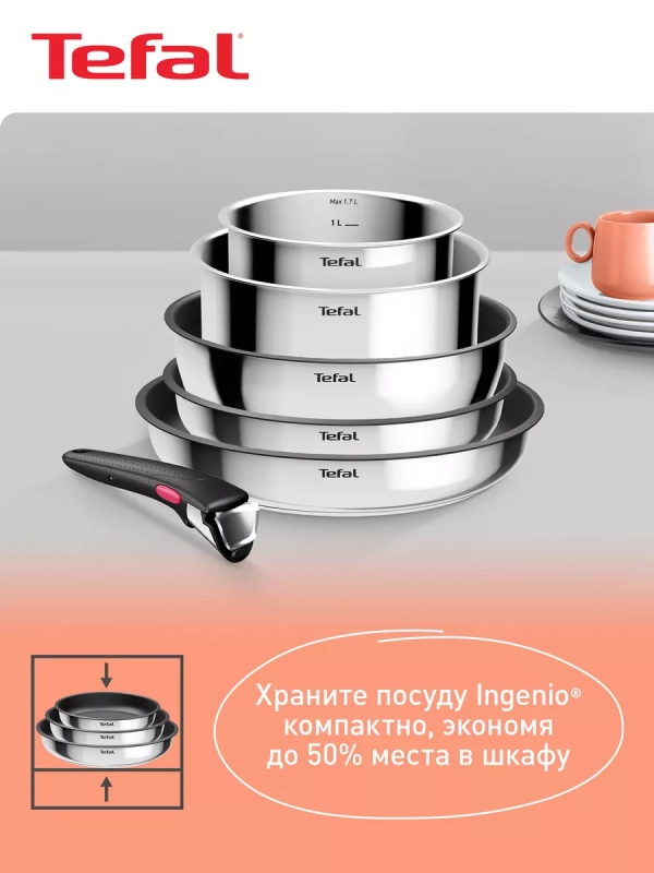 Набор посуды со съемной ручкой Ingenio Cook Eat